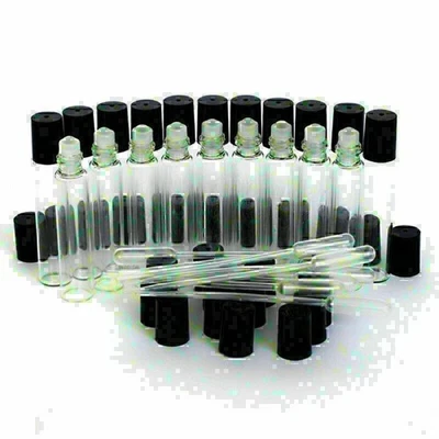 27pcs~10dropper Clear Glass Roll on Bottles Glass Roller Ball Essential Oil 10ML