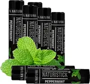 Naturistick Premium Beeswax Lip Balm for Dry, Chapped Lips | 100% Natural Lip Care | Coconut Oil, Shea Butter, Aloe Vera | Moisturizing, Chemical-Free Chapstick | 7 Pack Black Peppermint | Made in USA