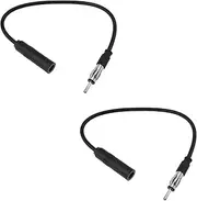 Maxmoral 2PCS Car Radio Antenna Extension Cables 35cm Black DIN Plug Connector Coaxial Cord for CD Player Universal Socket