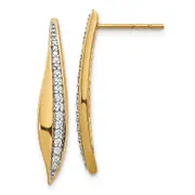 Solid 14k Yellow Gold Simulated CZ Post Earrings