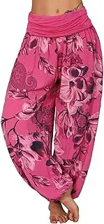 [Generic] Dress Yoga Pants for Women Boho Comfy Women's Boho Pants Pajama Pajama Pants Pants Yoga Hippie Loose Pants Lightweight Yoga Pants for Women for Summertime (Hot Pink-3, XXXXL)