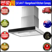 Devanti Rangehood 600mm Range Hood 60cm Stainless Steel Glass Kitchen Canopy New