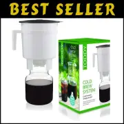 Elegant White Cold Brew System - Manual Coffee Infuser with Reusable Filters