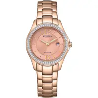 在飛比找PChome24h購物優惠-CITIZEN 星辰 光動能璀璨晶鑽時尚腕錶/粉紅金/29.