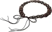[Healvian] Woven Belts for Women Coconut Shell Waist Strap Chunky Knotted Ladies Women Belts for Dress Retro Thick Handmade Woman Lady Women Waist Belt Tan Braid Wide Belt Fashion Belt Coffee