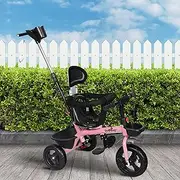 Bopeep Kids Tricycle Ride On Toy Trike Toddler Balance Bike Car Prams Stroller Walker Children Adjustable Handlebar (Pink)