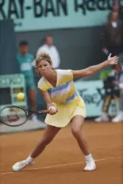 American tennis player Chris Evert pictured in action during prog - Old Photo 5