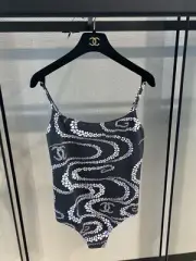 NWT CHANEL 25M COCO BEACH Black CC logo Swimsuit Bodysuit Size 38