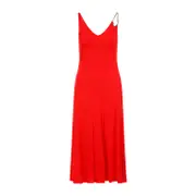 [Lanvin] Lanvin-Red Flame Sleeveless A-Line Midi Dress-Donna 36 FR