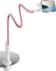 Saiji Cell Phone Clip Holder, Gooseneck Clamp Universal Lazy Mount Hands Free Flexible Long Arm Bracket Grip 4.0-6.3 Phones Mobile Stand Baby Monitor Desk, Bed, Office, Kitchen (Rose Gold)