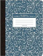 Roaring Spring Hard Cover Plain Unruled Composition Book, 9.75" x 7.5" 100 Sheets, Blue Marble Cover, Made in USA