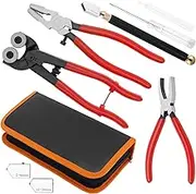 10Pcs Heavy Duty Glass Cutting Tool Kit Professional Wheeled Glass Tile Nippers Curved Jaws Mosaic Tools Smooth Cutting for Tiles Mosaics.(Gules)