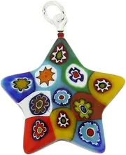 [Glass Of Venice] GlassOfVenice Murano Glass Millefiori Star Pendant - Multicolor
