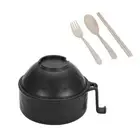 Cooker Set Ramen Bowls Wheat Straw Noodles Bowl with Handles Black T7H33015