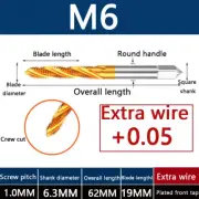 1PCS M6 Widen thegolden spiralTitanium plated tapstainless steel withcobalthelix
