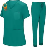 [ACTIVE UNIFORMS] Women's Jogger Scrub Set 10 Pockets Stretch Medical Scrub Top and Pant Nursing Uniforms