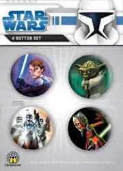 Star Wars Clone Wars Assorted Carded Button Set of 4 #3 NEW UNUSED