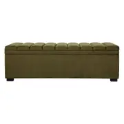 Luxe Living Soho Storage Bench Ottoman in Olive Velvet