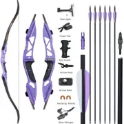 56" Archery Takedown Recurve Bow & Arrows Kit Metal Riser for Right Hand 18-50lb