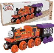 [THOMAS & FRIENDS] Wooden Railway Nia Engine and Coal Car, Push-Along Train Made from sustainably sourced Wood for Kids 2 Years and up