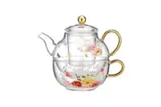 Ashdene Springtime Soiree Glass Tea f One Brewing Infuser Teapot Cup Saucer Set