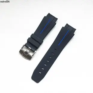 （百搭錶帶）適配勞力士水鬼王deepsea 橡膠錶帶柔軟防塵優質矽膠錶鏈21mm黑色