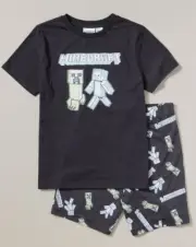 Boys size 12 Minecraft summer pyjamas Cotton Sleep wear dark grey Target NEW 700