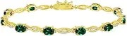 [B. BRILLIANT] Sterling Silver Genuine, Created or Simulated Gemstone Oval-Cut Swirl Tennis Bracelet