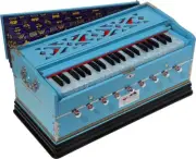 Sky Blue Harmonium By Kaayna Musicals, 9 Stops, 3½ Octaves, Carry Bag, 440 Hz