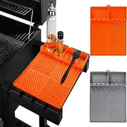 2 Pack Silicone Grill Mat for Blackstone Griddle Cover, Side Shelf Pad With Drip Pad for Outdoor Kitchen Counter, Spatula, Cooking, Countertop (Gray & Orange)
