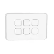 Clipsal Iconic 3046HA-VW - Switch 6 Gang Horizontal 10Amp - Vivid White