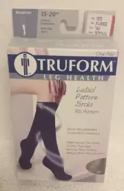 NEW TRUFORM (1973) Ladies Rib Pattern Socks, Tan, XL, 15-20mmHg, Knee High