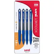 Uni Laknock Retractable Ballpoint Pen 1.0 Blue 4 Pack