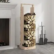 Indoor Log Holder 33.5x30x110 cm Solid Pine Wood, Fireplace Accessory with Ample Storage, Firewood Rack - Best Choice for Fire Tools Sets & Accessories, Sturdy Wood Holder