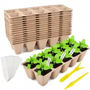 240 Cells Peat Pots Seed Starter Tray 24 Packs Biodegradable Seedling Pots Ge...