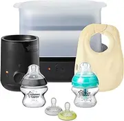 Tommee Tippee New Parent Baby Bottle Feeding Starter Kit for Newborns, Electric Steam Steriliser, Bottle and Food Warmer, Baby Bottles and Teats and Breast-Like Soothers, Black