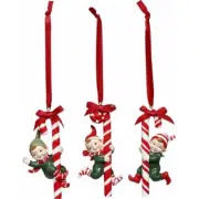 Mark Roberts Christmas 2023 Elves With Candycane Ornament 4'', Assortment of 3