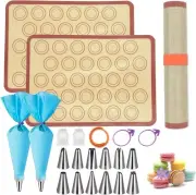 Macaron Silicone Baking Mats(21Pcs), 2 Half Sheet Baking Mat (42x 29.5cm)