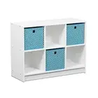 Furinno Basic 3X2 Bookcase Storage With Bins White/Light Blue