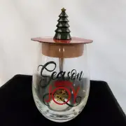 Stemless Wine Glass with Christmas Tree Bottle Stopper by Holiday Time