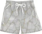 [RPLIFE] Kids Swimming Shorts, Anti Chafe Swim Trunks for Boys 2 T, Grey Marble