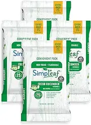 Simpleaf Flushable Wet Wipes | Eco- Friendly, Paraben & Alcohol Free | Hypoallergenic & Safe for Sensitive Skin | Soothing Aloe Vera Formula with Cucumber Scent | (25-Count) 4 Pack