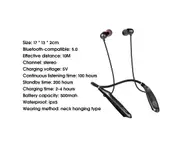 Wireless Earbud HiFi Intelligent Noise Reduction IPX5 Waterproof Bluetooth-compatible5.0 Neckband Stereo Sports Earphone for iPhone-Grey
