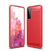 MCC Slim Samsung Galaxy S21+ Plus 5G Carbon Fibre Soft Case Cover G996 [Red]