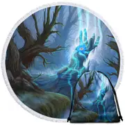 Magical Swamp Fantasy Art Round Beach Towel