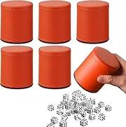 PRITOK Dice Cups Set: 6 Pieces Dice Cups Leather Set with 36 Dice Quiet Dice Cups for Party/Board Games Bar Home Liars Dice Games Exquisite Hand Feel