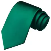 Branduce 3.15"（8cm） Mens Solid Satin Tie Pure Color Necktie for Emerald Green