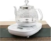 Textured Glass Electric Kettle Bottom Water Teapot Touch Button Hot Water Dispensers for Kitchen Smart Insulation Household Tea Coffee Boiling Water (B) lofty ambition KeYJ