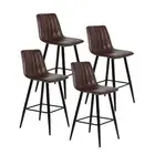 HomeStar Set Of 4 Molly Faux Leather Kitchen Counter Bar Stool Metal Legs - Brow