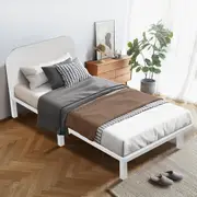 Bed Frame King Single Wooden Mattress Base Timber Platform Square Bedhead White